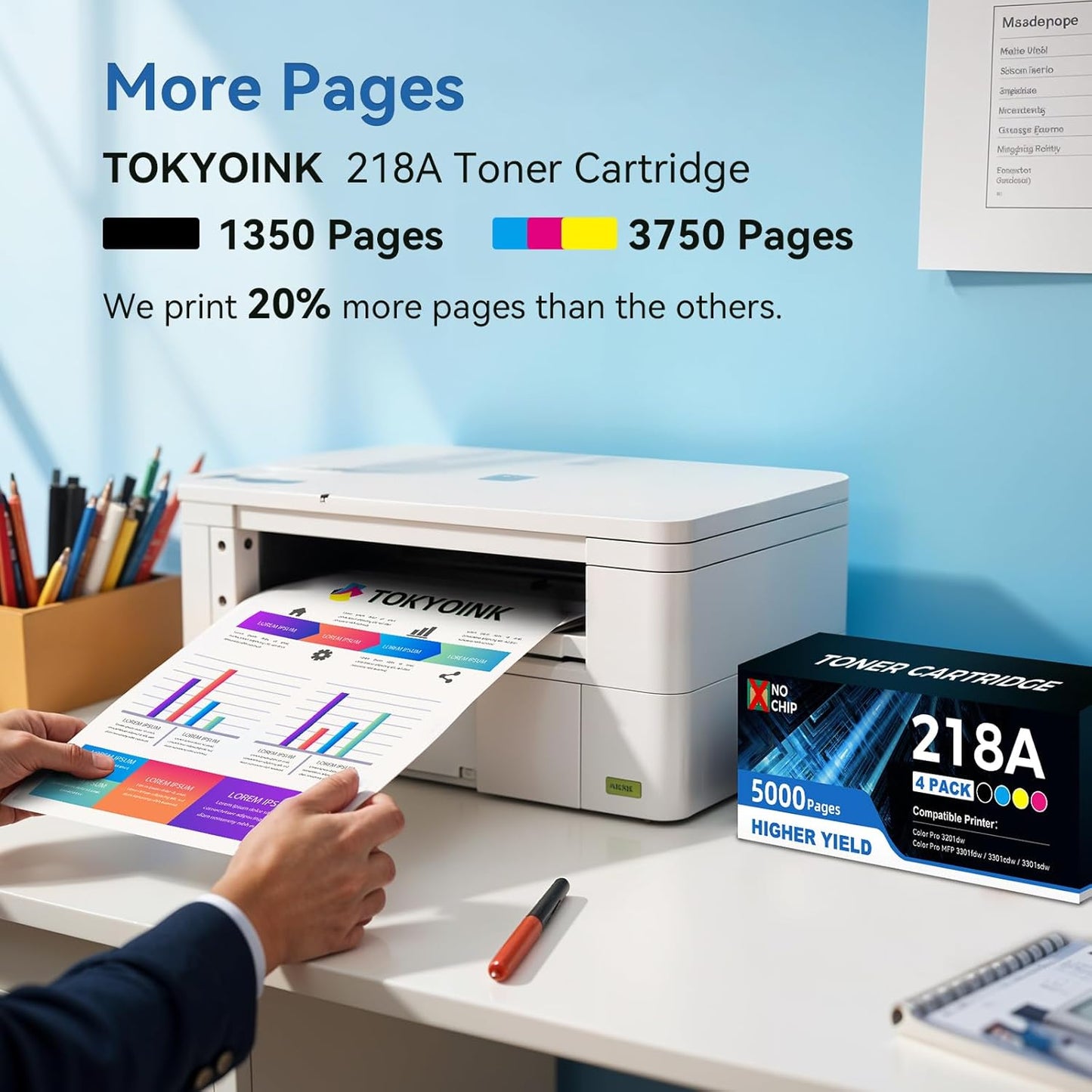 218A 218X High Yield Toner Cartridge 3201dw Toner Replacement for HP 218A 218X Toner Cartridges 4 Pack Work with HP Color Pro MFP 3301fdw 3301cdw 3201dw 3301sdw, 3201 3301 Series Printer Ink NO CHIP