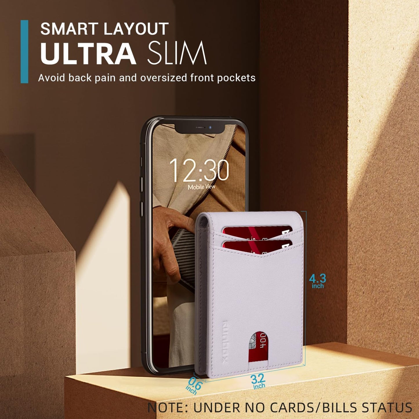 RUNBOX Wallet for Men Slim Rfid Leather 2 ID Window With Gift Box