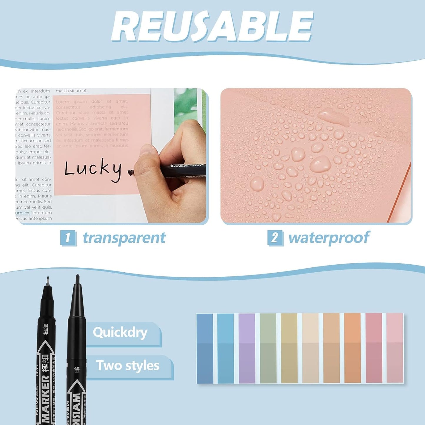 Jutom 39 Pcs Aesthetic Book Annotation Kit Highlighter with Pencil Case Bag Gel Pen Transparent Sticky Note Taking Bible Study College School Supplies(Green,Cute Style)