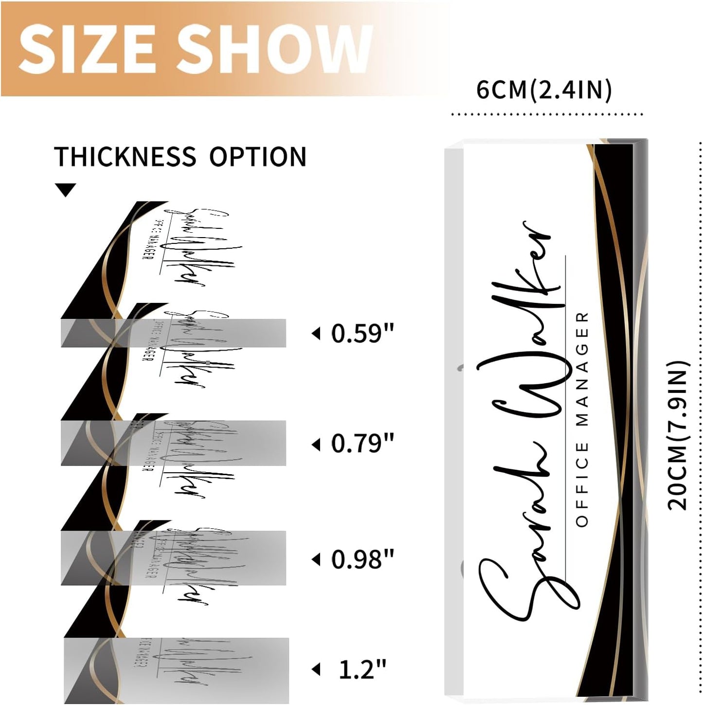 Custom Name Plate for Desk, Desk Name Plate Personalized, Office Decor for Women Men, Acrylic Desktop Accessories, Office Appreciation Gifts for Boss Social Workers Nurse Teacher Employee (Black Stripe)