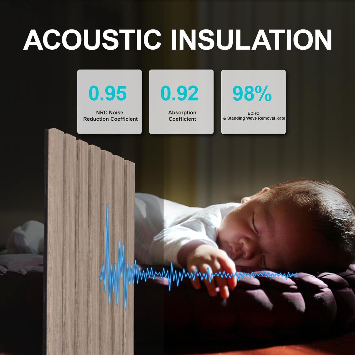 Yuzzy Wood Panels for Wall and Ceiling - 108 x 11 Inch Wood Slat Acoustic Panels 2 PCS - Modern Sound Absorbing Wall Panels for Interior Wall Decor for Home, Office, Studio - Rustic Gray Oak