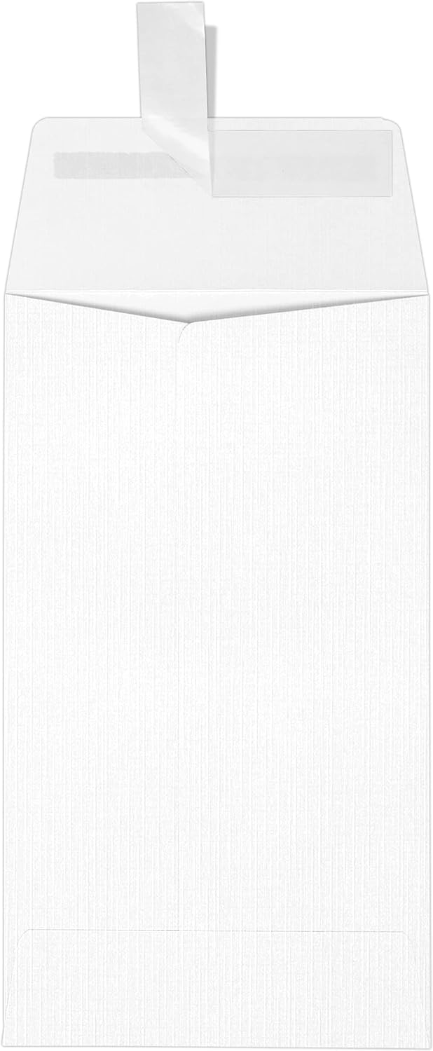LUXPaper #5 1/2 Coin Envelopes | Peel & Press | 3 1/8" x 5 1/2" | White Linen | 80lb. Text | 500 Qty