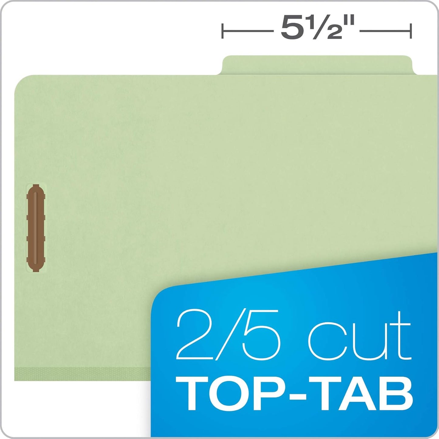 Pendaflex Recycled Classification File Folders, 1 Divider, 2" Embedded Fasteners, 2/5 Tab Cut, Legal Size, Light Green, Box of 10 (28776R)| (Pack of 5)