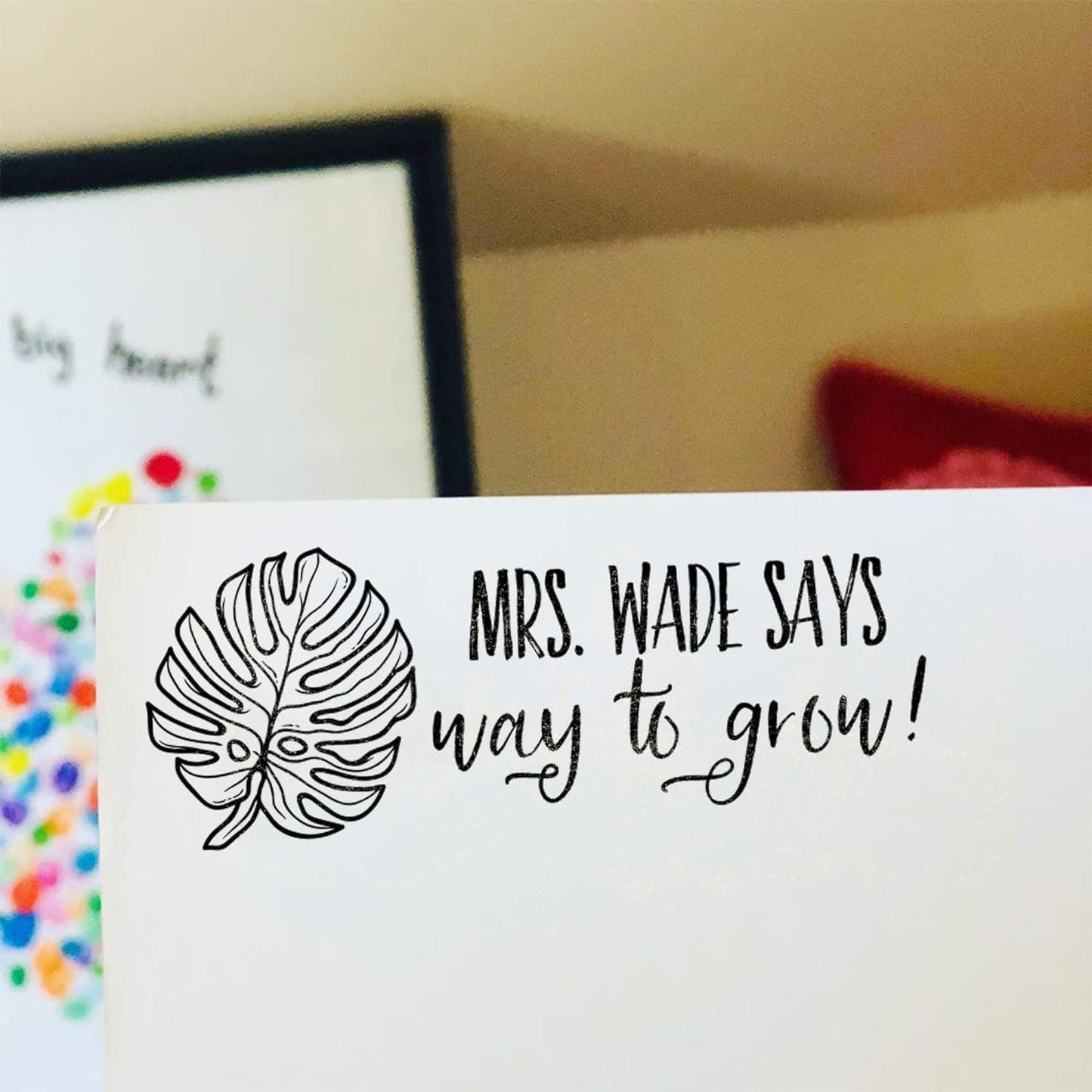 Custom Self-Inking Stamps | 49 Designs | Fun Teacher Phrases | Grading Made Easy | Classroom, Library and Book Stamps (Way to Grow, Xtra Wide)