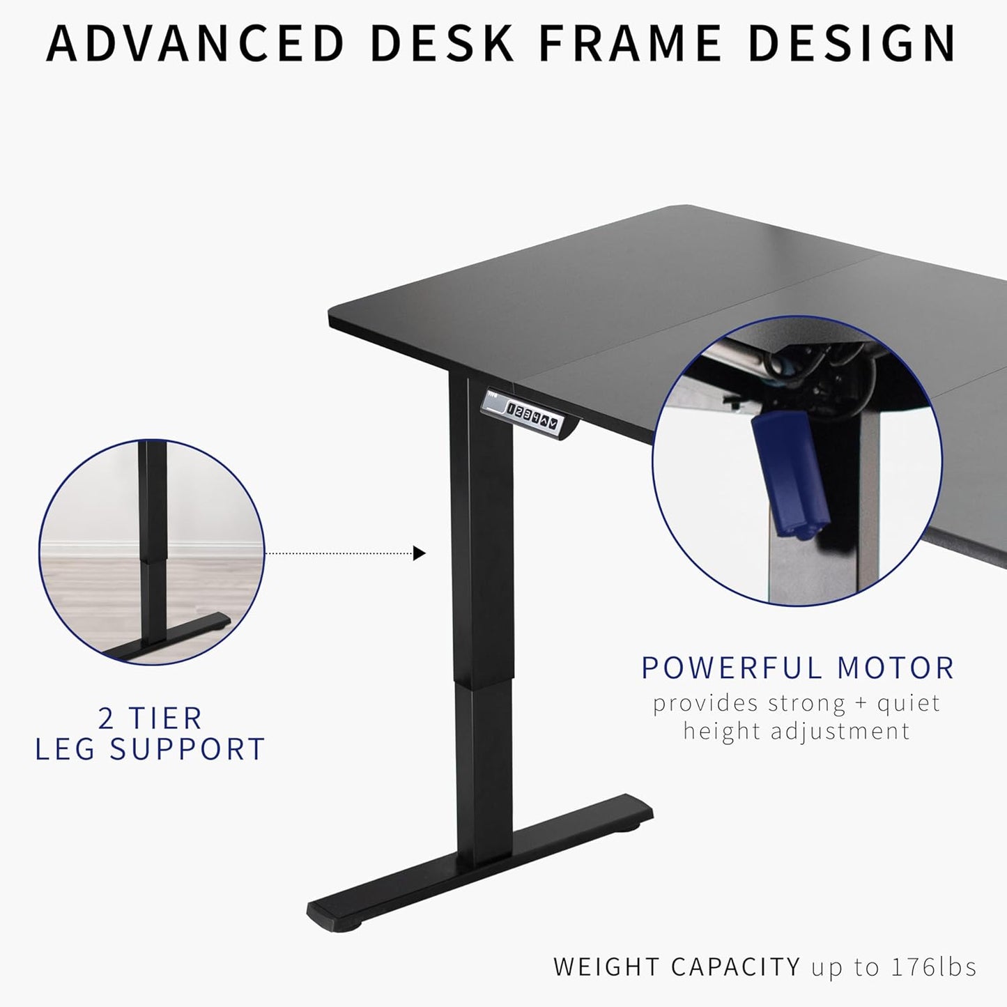VIVO Electric 60 x 30 in Standing Desk, Memory Height Adjustment, 1B Series, Black Top Gray Frame, DESK-KIT-1G6B-30
