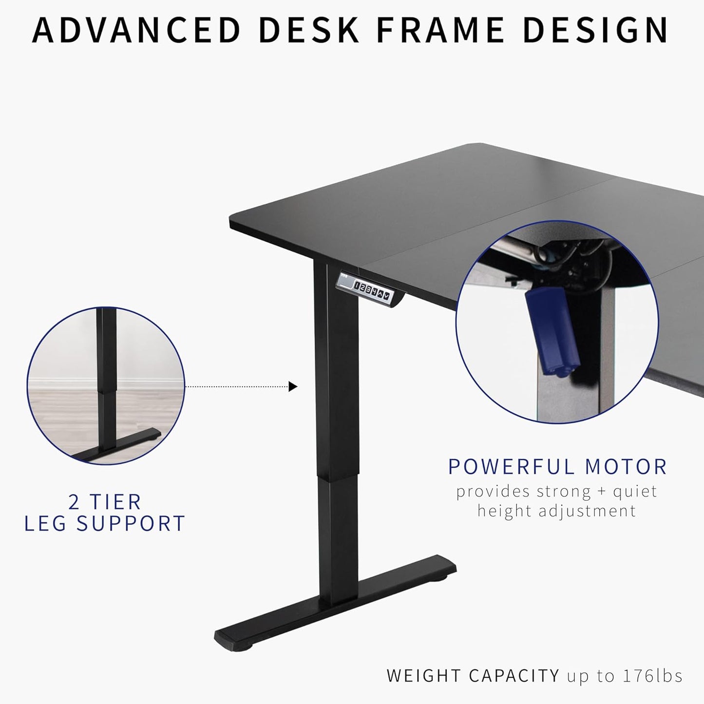 VIVO Electric 60 x 30 in Standing Desk, Memory Height Adjustment, 1B Series, Black Top White Frame, DESK-KIT-1W6B-30