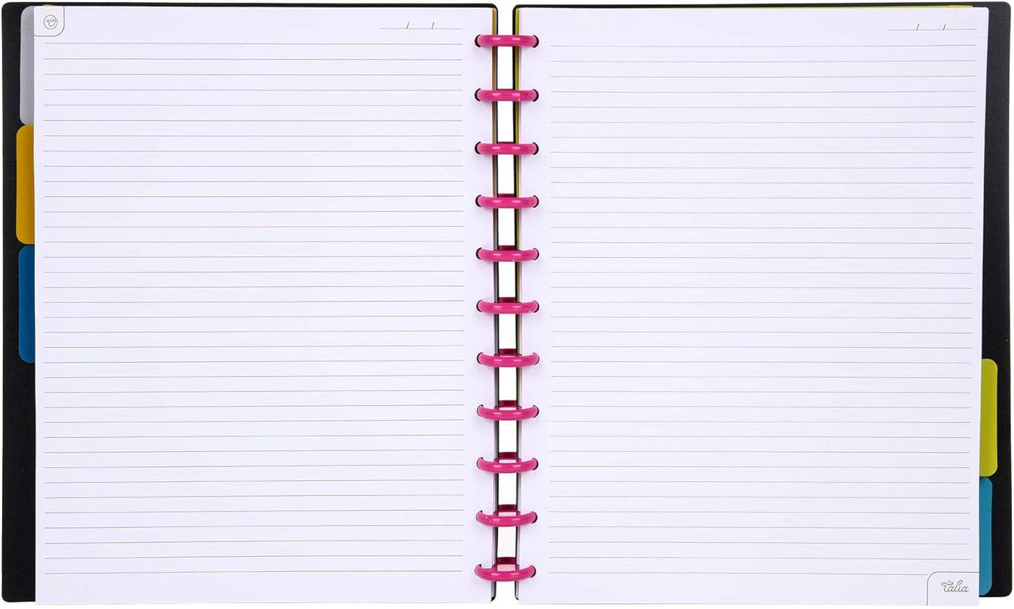 Talia Discbound Notebooks, Planner, Customizable, (xBounce Maroon w/Pink Discs, Letter (8.5in x 11in))