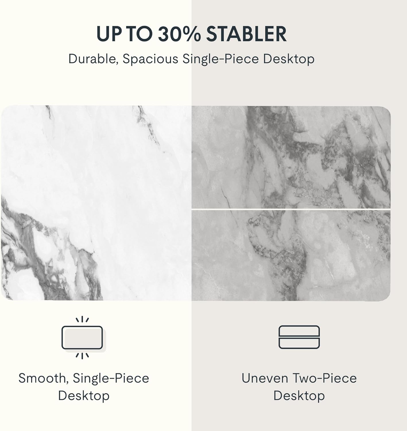 FLEXISPOT EN2 Whole-Piece Standing Desk with Clamp Power Strip, 48 x 30 Electric Stand Up Height Adjustable Desk with Cable Management (White Frame + 48" Marble Gray Top, 2 Packages)