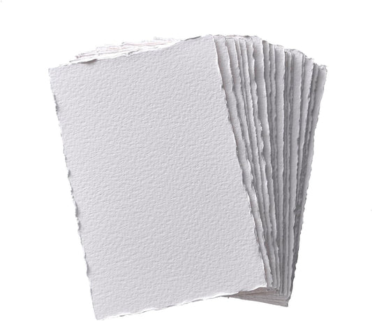 Deckle Edge Watercolor Paper, 100% Cotton, 140 LB, 300 GSM, 4x6”, 30 Sheets Mixed Media Paper for Dry & Wet Technique, Acid Free, tumuarta Blank Cards is Perfect for Greeting Cards & Thank You Notes