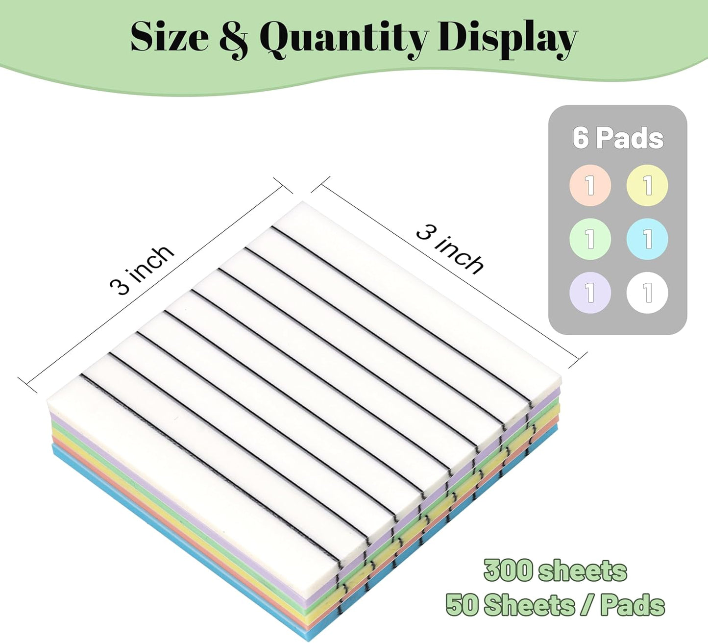 3x3 Inch Transparent Sticky Notes 300 Sheets, Clear Translucent Lined Self-Adhesive Memo Repositionable Reminder Pad for Office, College Students, Planners, Journals, School Supplies (Bright Morandi)