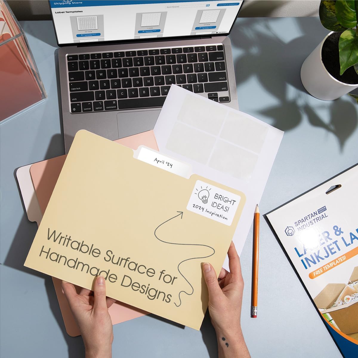 4" X 2 1/2" Printable Shipping Address Labels Compatible with Inkjet and Laser Printers - 500 Sheets, 4000 Total Matte White Paper Stickers for Mailing Packages and Envelopes - Spartan Industrial