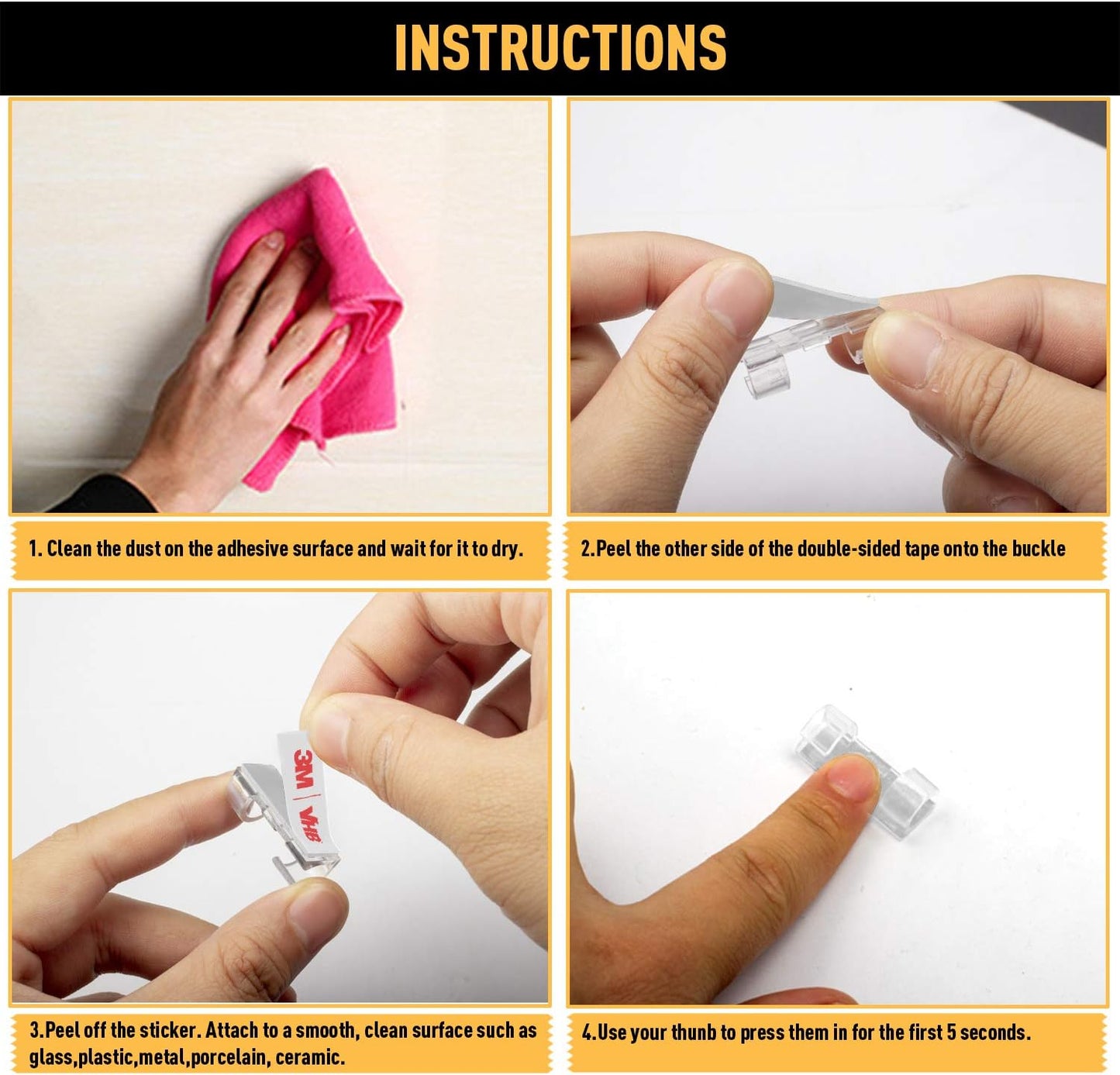 Cable Clips with Strong Self-Adhesive, XIAOXI Cable Management TV PC Wire Holder Sticky Tidy and Organizer Cord and Wires - 40 Pcs (Clear)