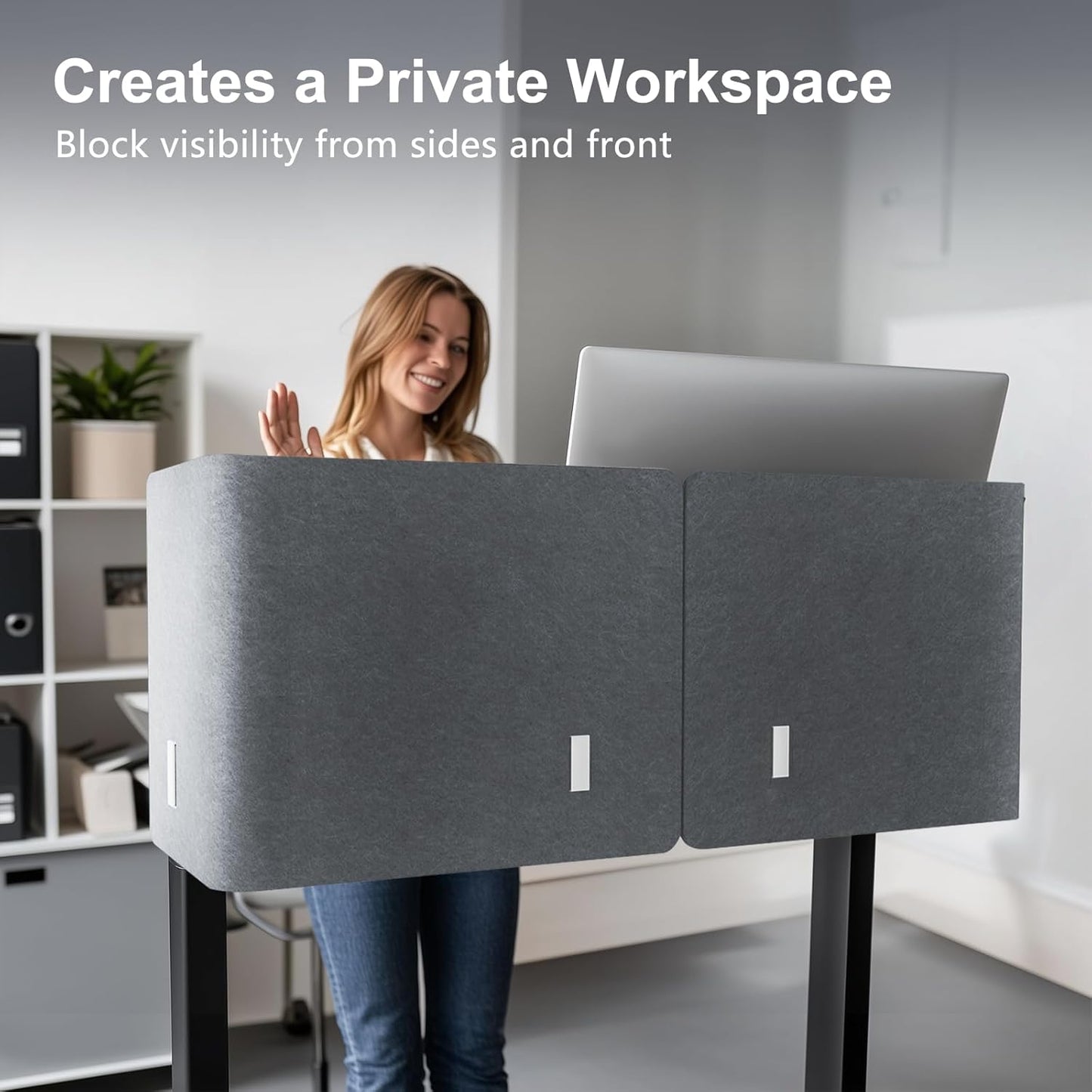 2-in-1 Adjustable Desktop & Under Desk Privacy Panel - 2PCS L-Shaped Acoustic Desk Divider That Reduce Noise and Visual Distractions, for Home Office Classroom (Grey, 47.2" x 17.7")