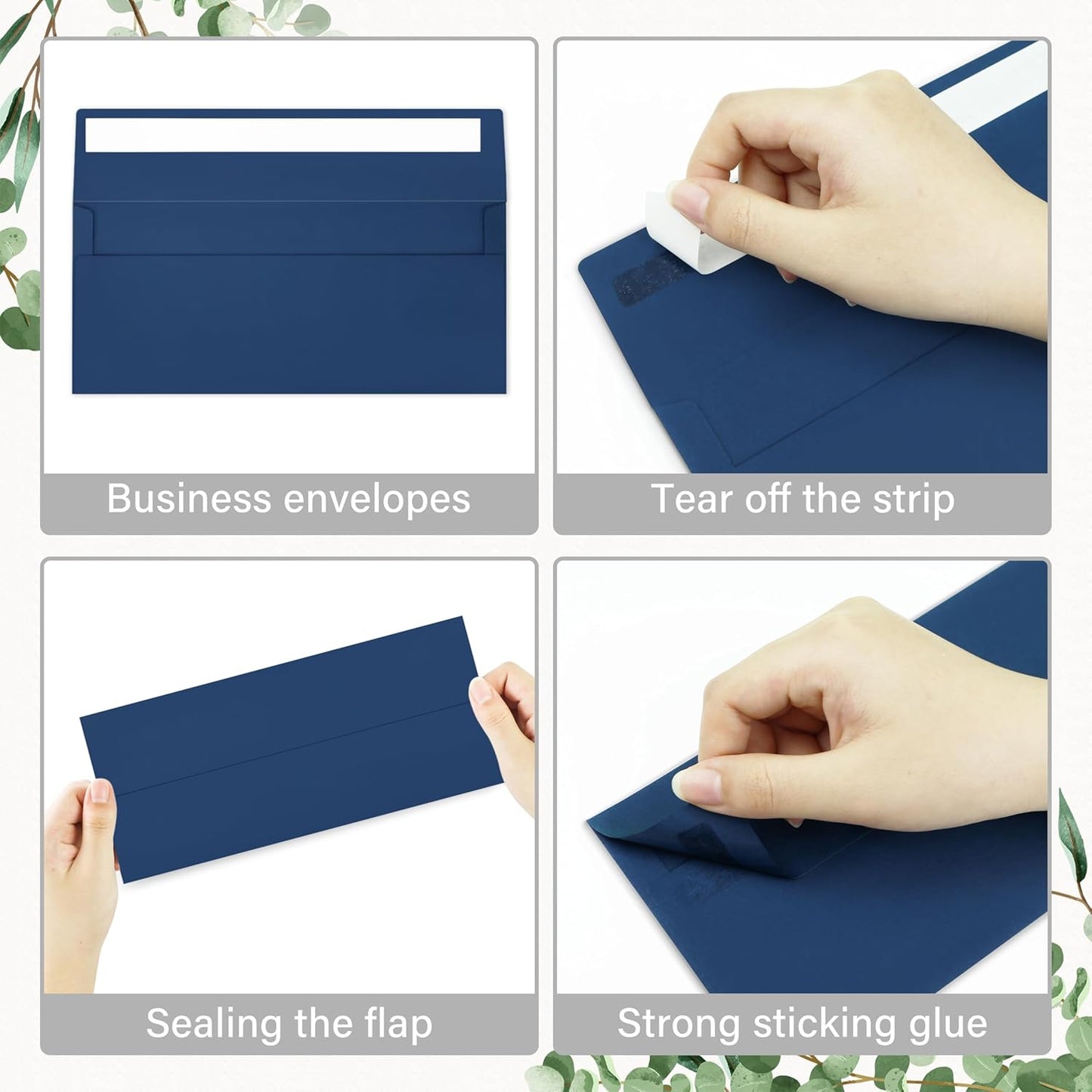 100 Pack #10 Business Envelopes, Self Seal Standard Navy Blue Envelopes for Secure Business & Legal Mailing, Office, Checks, Letter, Invoices, 4 1/8 x 9 1/2 Inches