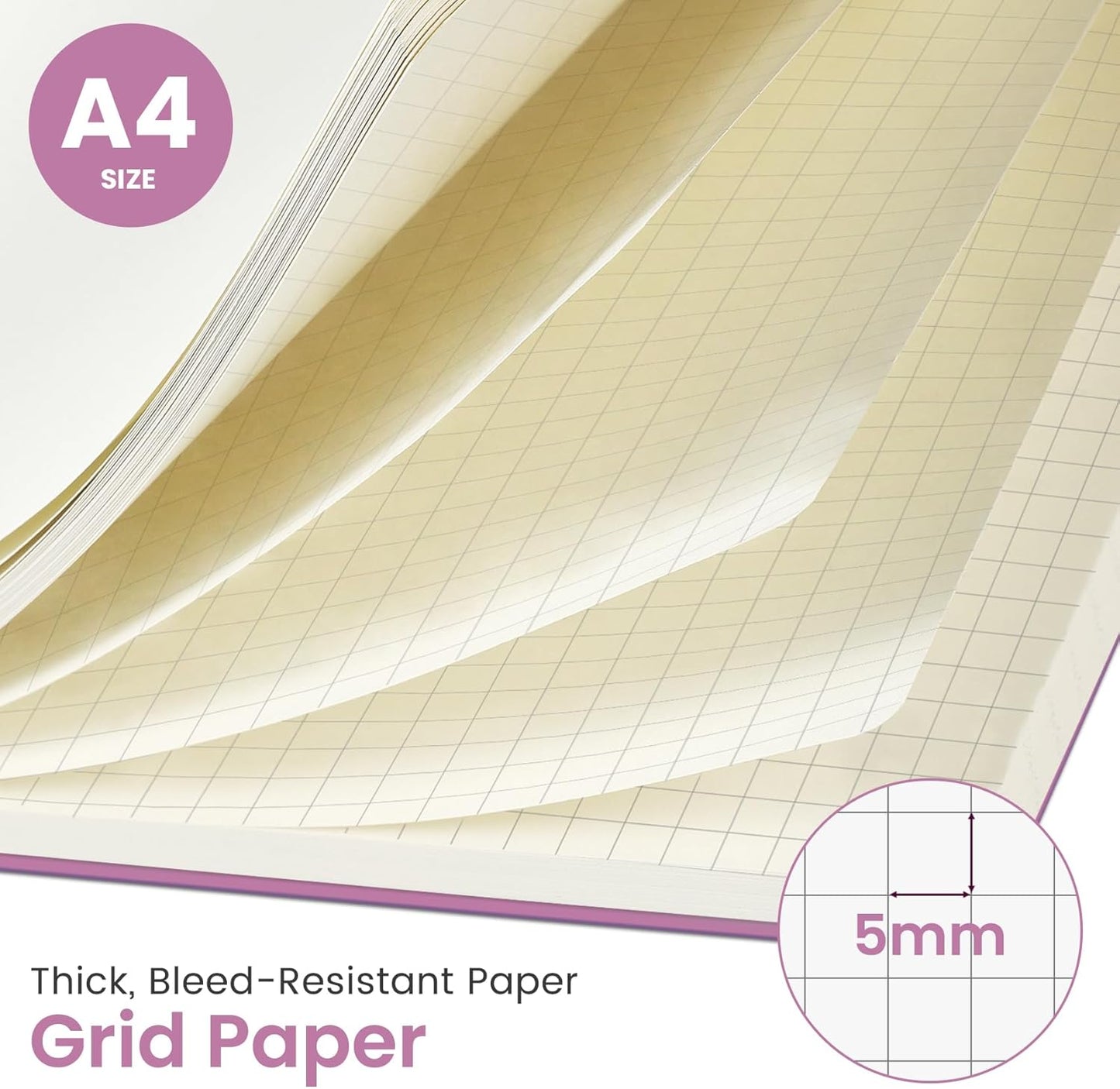 Taja Spiral Graph Notebook, 8.5"x11" Notebooks for Work, Large A4 Journal for Women & Men, Grid Notebook, Journaling Notebook for Writing, Plastic Cover Spiral Journal, Purple