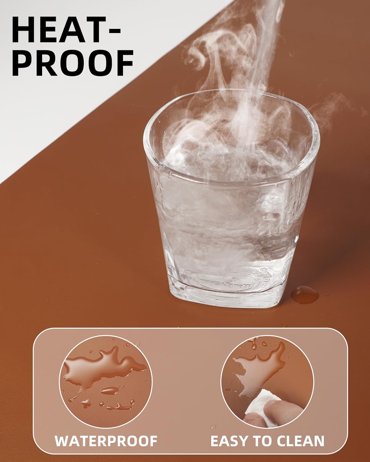 Leather Desk Pad Protector,Mouse Pad,Office Desk Mat, Non-Slip PU Leather Desk Blotter,Large Desk mat,Waterproof Keyboard mat for Office/Home/Decor (Brown,48" x 24")