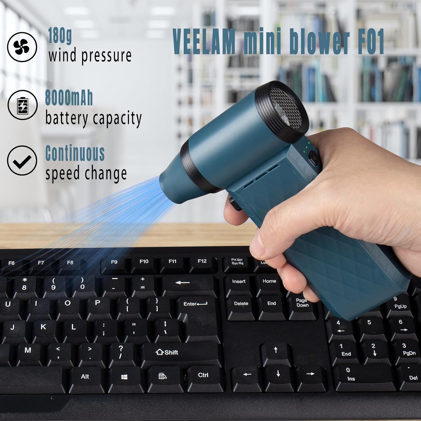 Air Duster Air Blower, Compressed Air Duster Electric, Handheld Violent Mini Fan for Computer Keyboard Electronics Car Clean,130000RPM