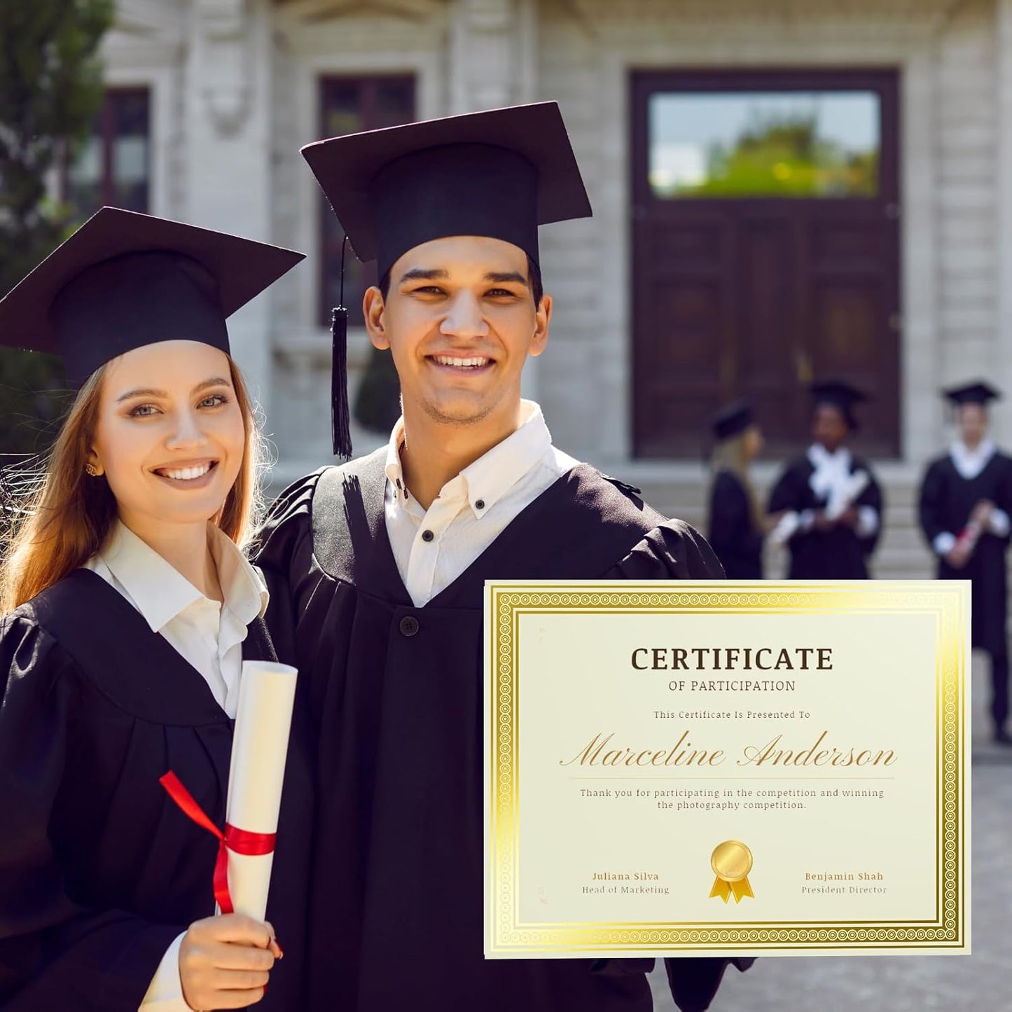 50 Count Certificate Paper 8.5 x 11 for Printing,Blank Gold Foil Border,Award Certificate Paper for Business,Graduation Diploma,School and Achievement (Ivory)