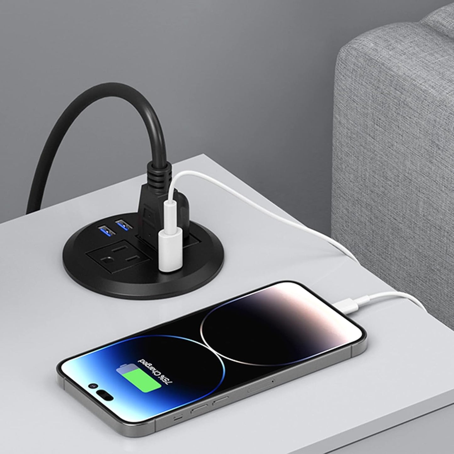 Recessed Power Grommet with AC Outlets, 20W Fast Charging USB-C Port - Flush-Mount for Desktop,Workspace Essential Desk Outlet,ETL Listed