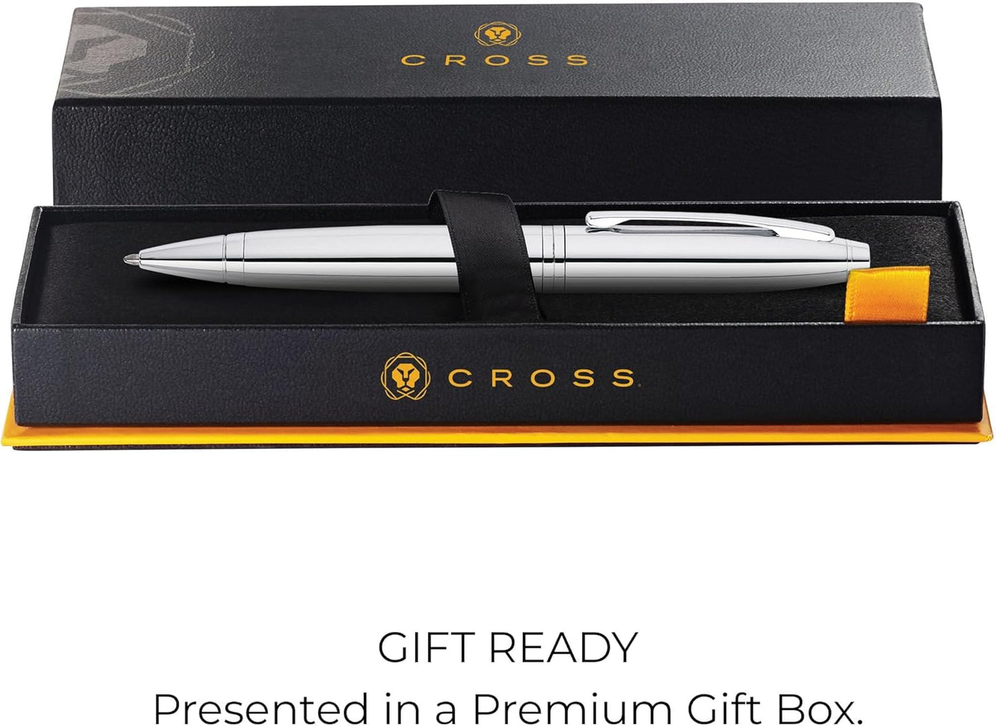 Cross Calais Refillable Ballpoint Pen Presented in a Luxury Gift Box - Medium Point, Black Ink, Polished Chrome
