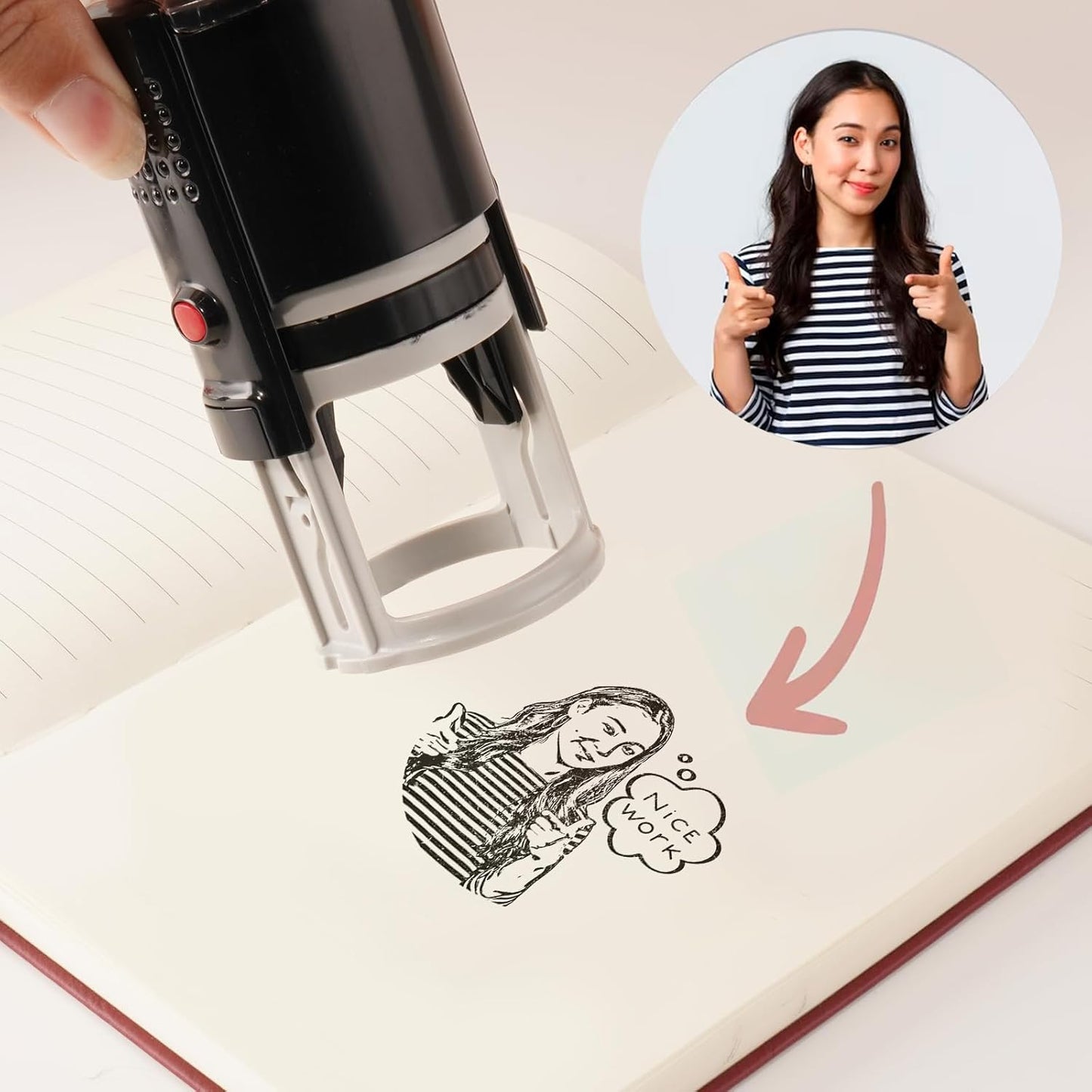 Custom Stamps for Business | Custom Logo Stamp | Personalized Self Inking Stamp Customized Business Logo Text Rubber Stamper, 4 Sizes/5 Color Options (1.6-inch)