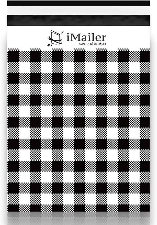 200 Count - 6x9 inch, Poly Mailer Black Gingham Plaid Envelope, Mailing Shipping Bags with Self Seal Strip