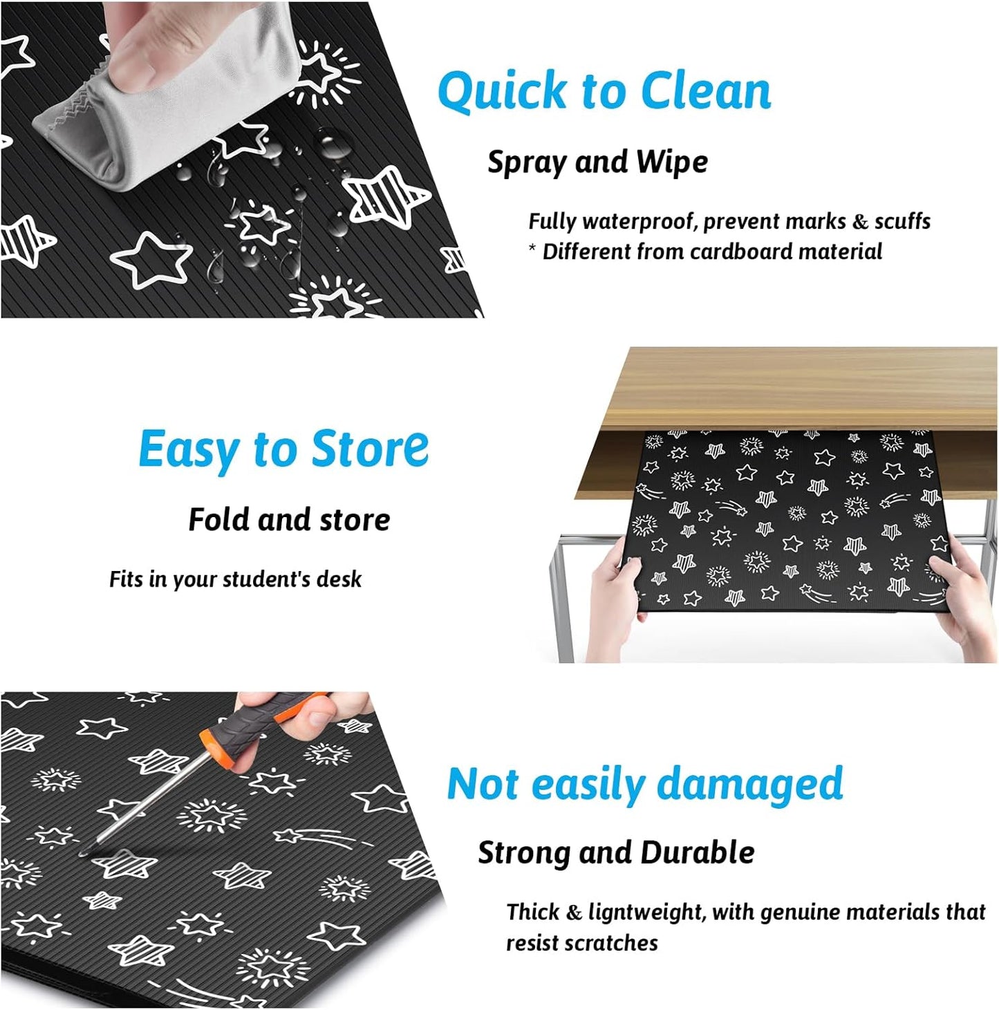 Black 24-Pack Desk Dividers for Students, Waterproof Plastic Study Carrel Divider, Durable Testing Dividers for Classroom Teacher Supplies, Easy to Clean Privacy Shield Folder Boards for Student Desk