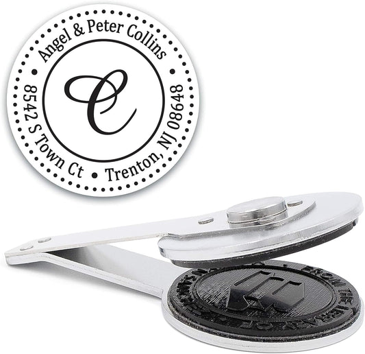 Custom Monogram Address Desk Embosser - Personalized Round Seal- Insert Only - Style EMD-025
