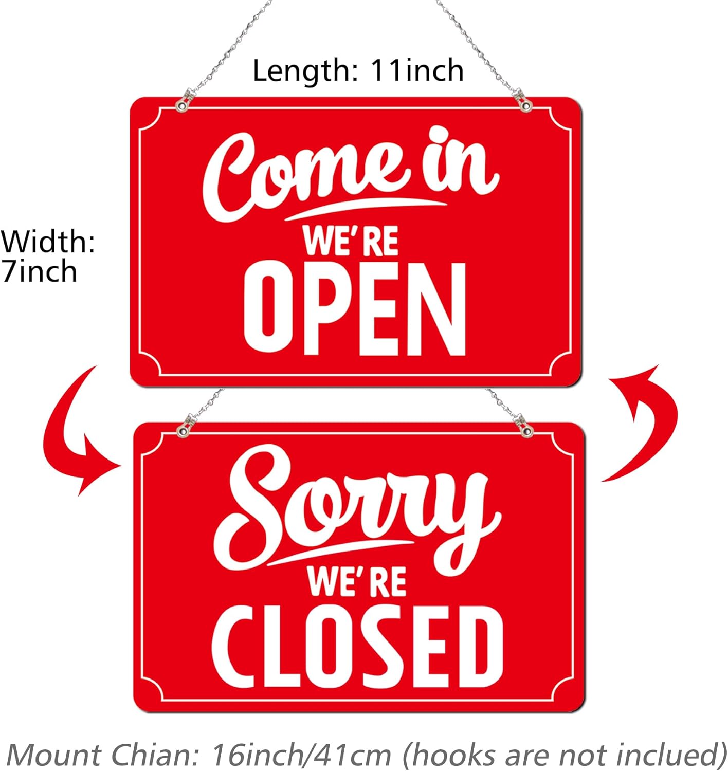 Open Closed Signs Business Hours Sign Set for Window Door Open Signs for Business Hour Closed Open Flip Sign Store Resturant Bar Red