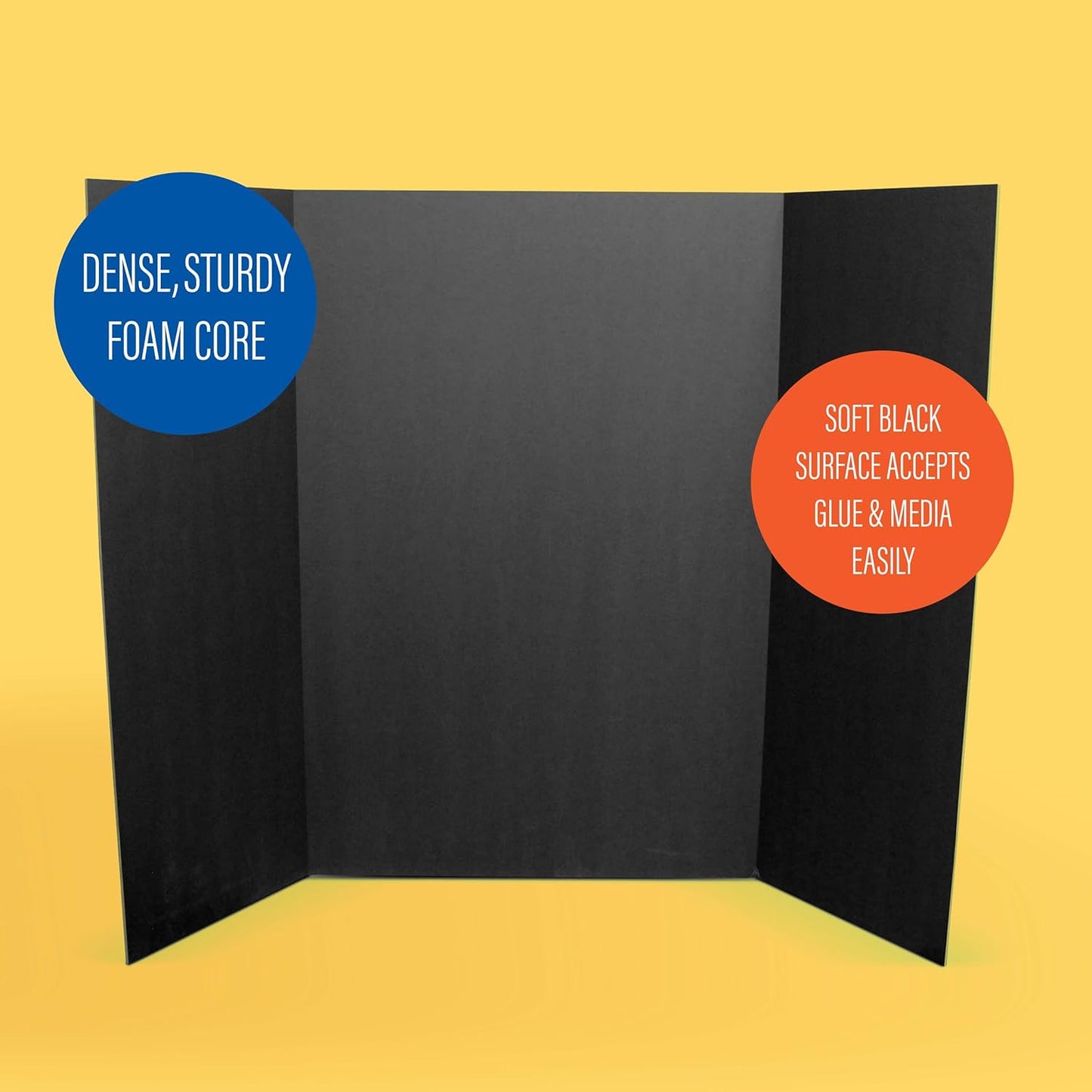 Flipside Products 36” x 48” Foam Project Boards for Presentations, Science Fair, School Projects, Event Displays and Trifold Picture Board - Total Black - 10 Pack