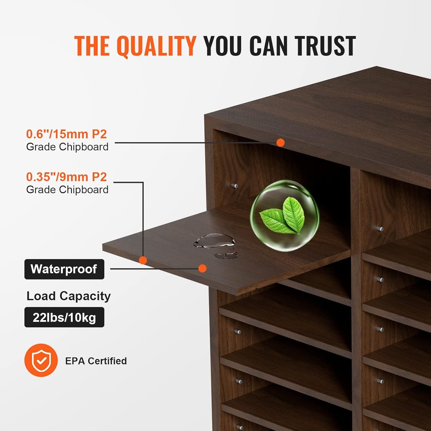 VEVOR Literature Organizer, 36 Compartments Office Mailbox with Adjustable Shelves, Wooden Mailbox Sorter Medium Density Fiberboard Office Home Classroom Storage for Files, Documents, Papers, Grey