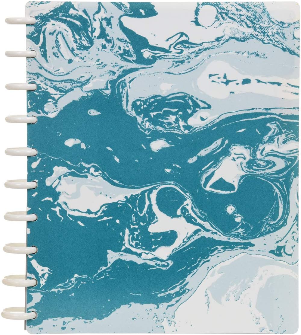 Talia Discbound Notebooks, Planner, Customizable, (Teal Marble Flow, Midsize (7.5in x 9.75in))