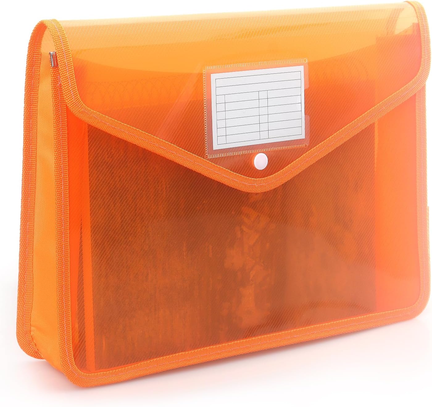 Plastic Expanding File Folder, Transparent envelopes with Snap Closure, No Dividers, Large Capacity, Fit Letter/A4 Size (Orange)