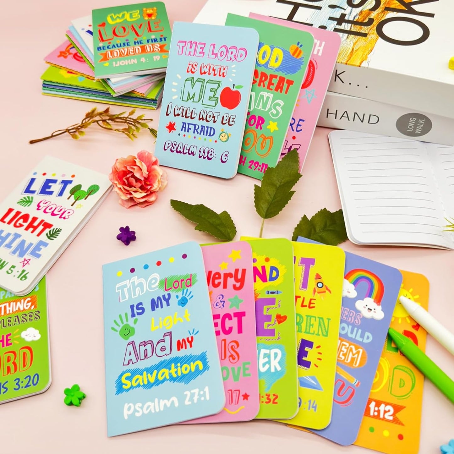 24Pcs Bible Verse Notepads,Mini Religious Pocket Notebooks Motivational Christian Small Inspirational Notepads Journals Gift Bulk Prizes for Kids Teacher School Home Travel Supplies (Bible Colorful)