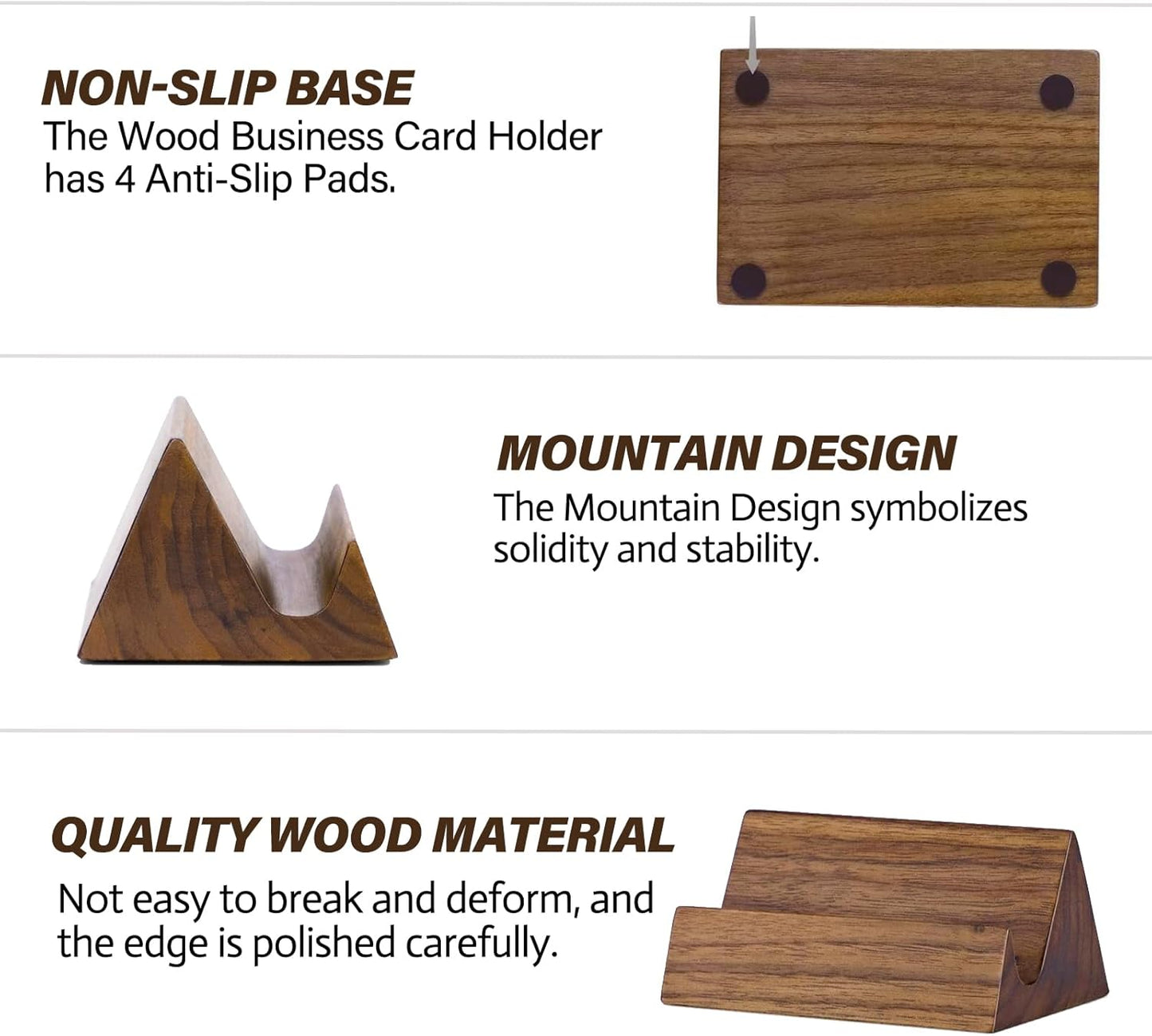 Custom Business Card Holder Desk-Personalized Engraved Wooden Business Card Case Holder, Customized Name Logo Business Card Display Gifts for Men Women (Style1-Black)