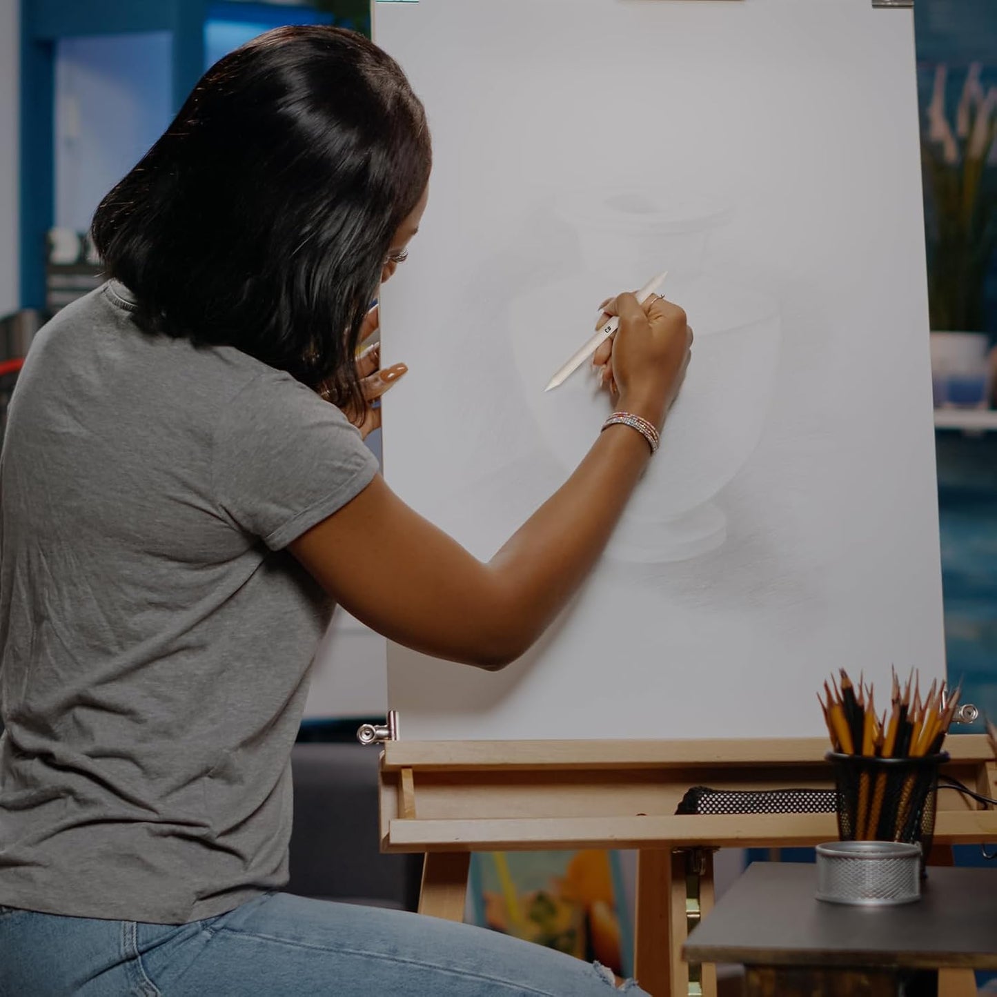 Blending Stump, 12 PCS Tortillions Blending Pencil Oil Pastel Blending Tools Shading Pencils Soft Paper Felts Sketch Blending Sticks for Artist Student Sketch Drawing Supplies (6 Sizes)