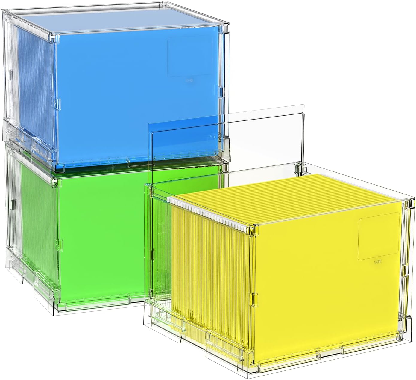 MUKAI File Organizer Box with Lid, Collapsible File Folder Organizer with Slide, Hanging File Folder Box, for Office Document Storage with Desktop organizer ﻿ (3)