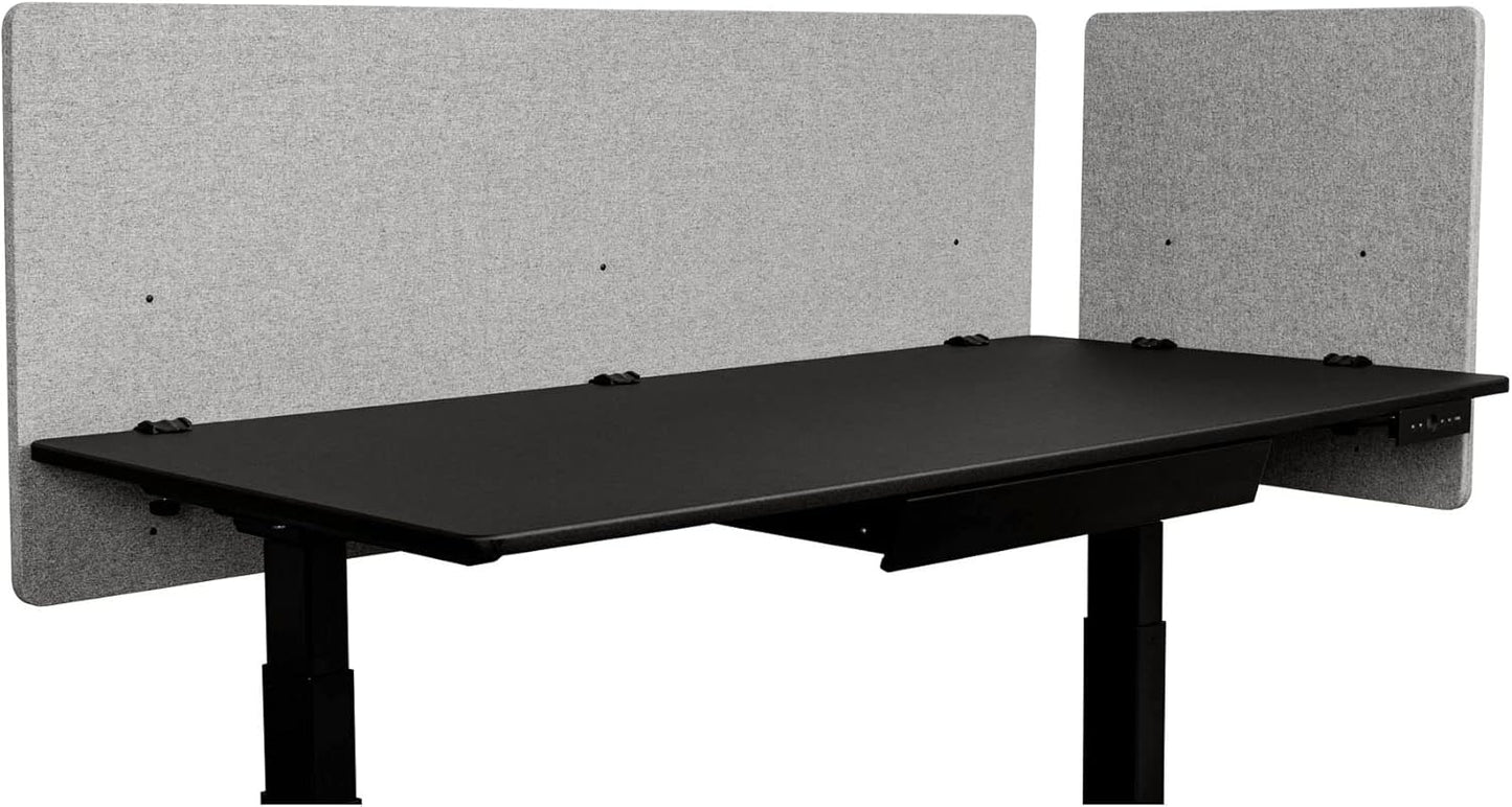 Stand Up Desk Store ReFocus Clamp-on Acoustic Desk Divider Privacy Panel That Reduces Noise and Visual Distractions (Cool Gray, 59" X 23.6")
