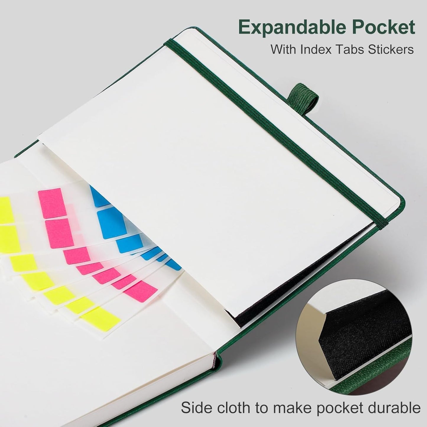 AHGXG Graph Paper Notebook - Grid Notebook Journal A5, 120 GSM Thick Graph Paper, 160 Pages, Leather Hardcover, for Graphing, Writing, Math, Engineering, 5.75'' × 8.38''- Green