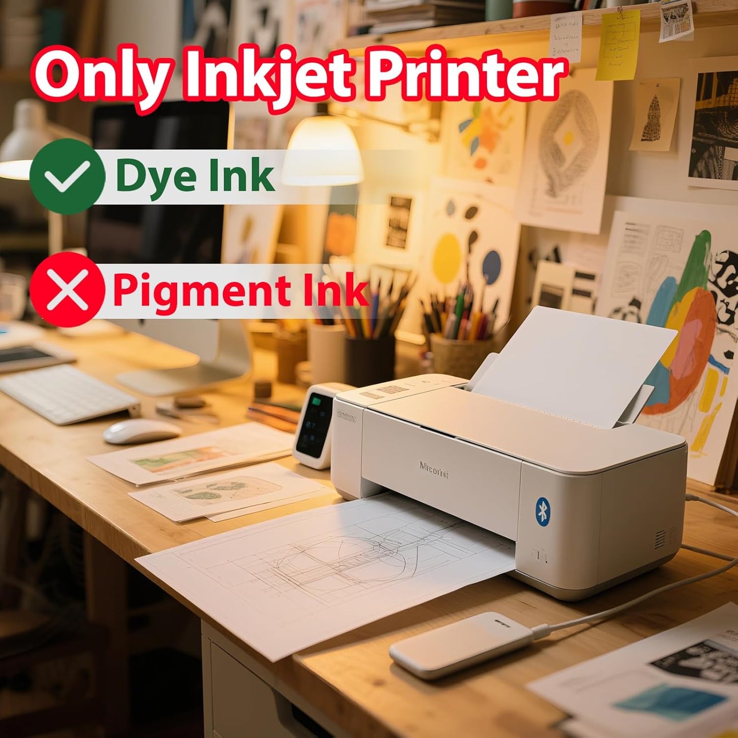 Uinkit 100 sheets 30lb Very Thin Flyer Paper Glossy 8.5x11 Inkjet Single Side DIY Chip Bag 115gsm Photos Picture for Inkjet Printer with Dye Ink Letter size A4 Brochure