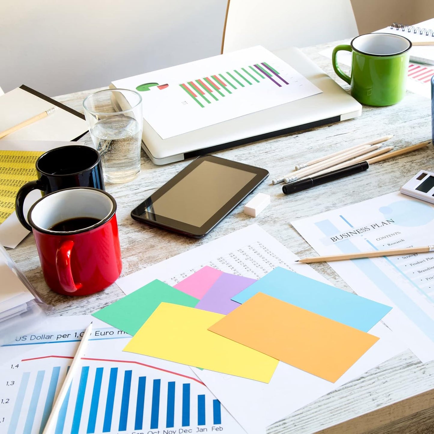 Fainne 300 Pcs Blank Index Cards 180 Gsm Thick Card Stock Assorted Color Neon Blank Flash Cards Colorful Study Notecards for Organizing(4 x 6 Inch,Bright Colors)