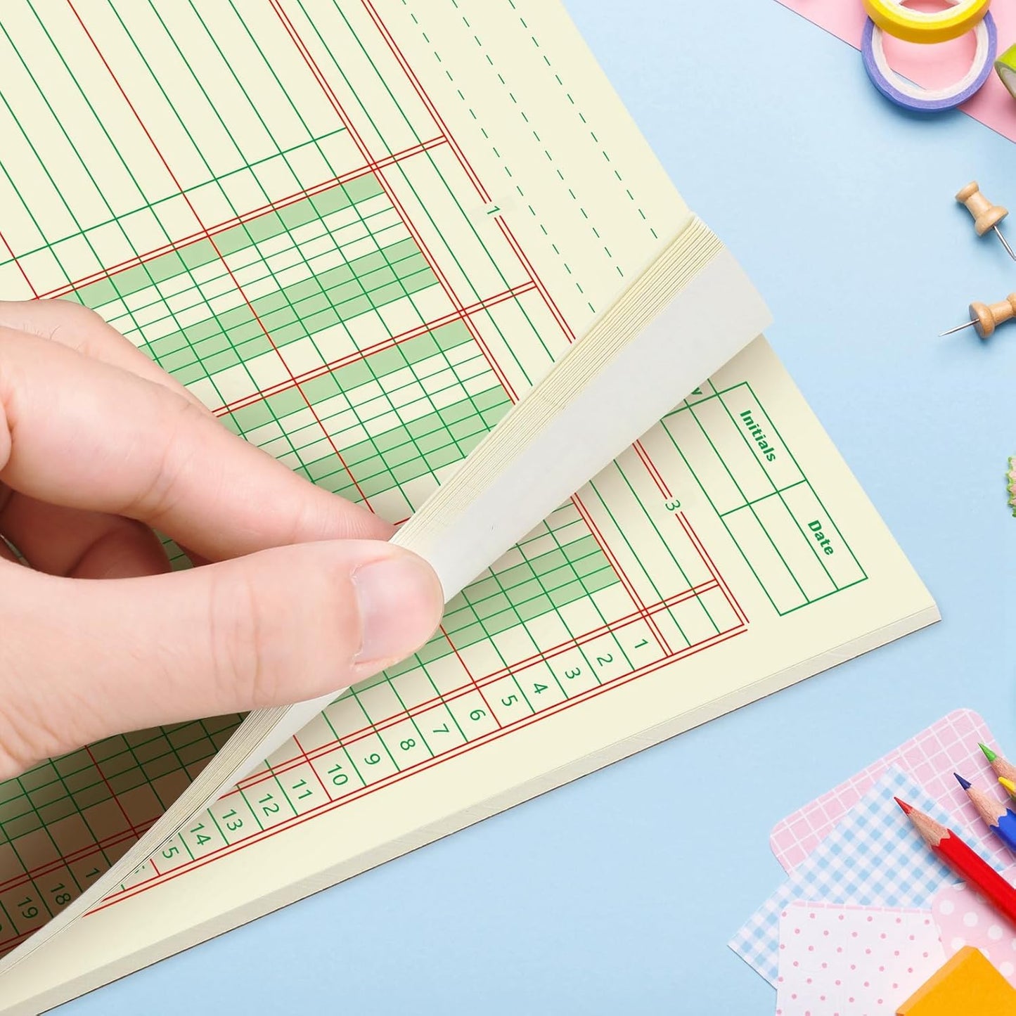 Fulmoon 5 Pack 250 Sheets Ledger Paper Accounting Columnar Pads 3 Hole Analysis Accounting Ledger Book for Business, 50 Sheets/Pack, Single Page Format, Green(8.5 x 11 Inch,3 Columnar)