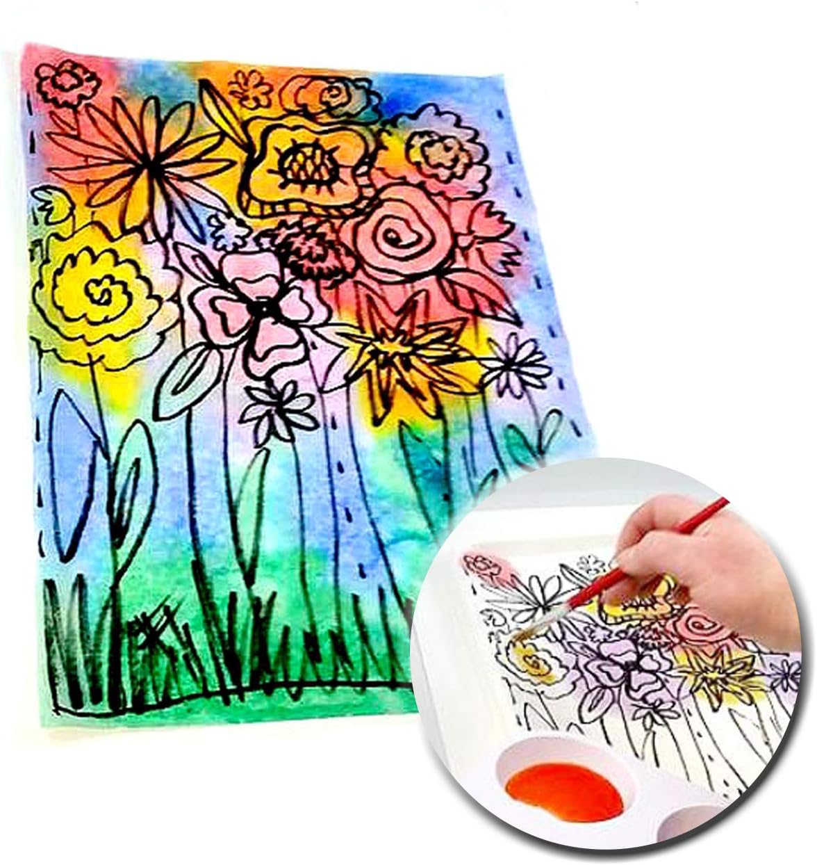 S&S Worldwide Color Splash! Liquid Watercolor Paint, 6 Vivid Colors, 1-oz Drip-Dispense Bottles, For All Watercolor Painting, Use to Tint Slime, Clay, Glue, Shaving Cream, Non-Toxic. Pack of 6.