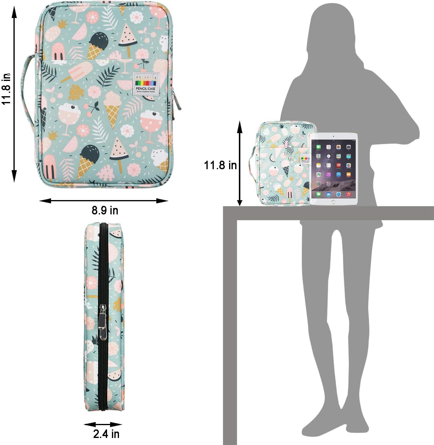 YOUSHARES Colored Pencil Case 166 Slots Pen Case Organizer With Handy Wrap & Zipper, Multilayer Holder for Prismacolor Colored Pencils & Gel Pen (Ice-Cream)