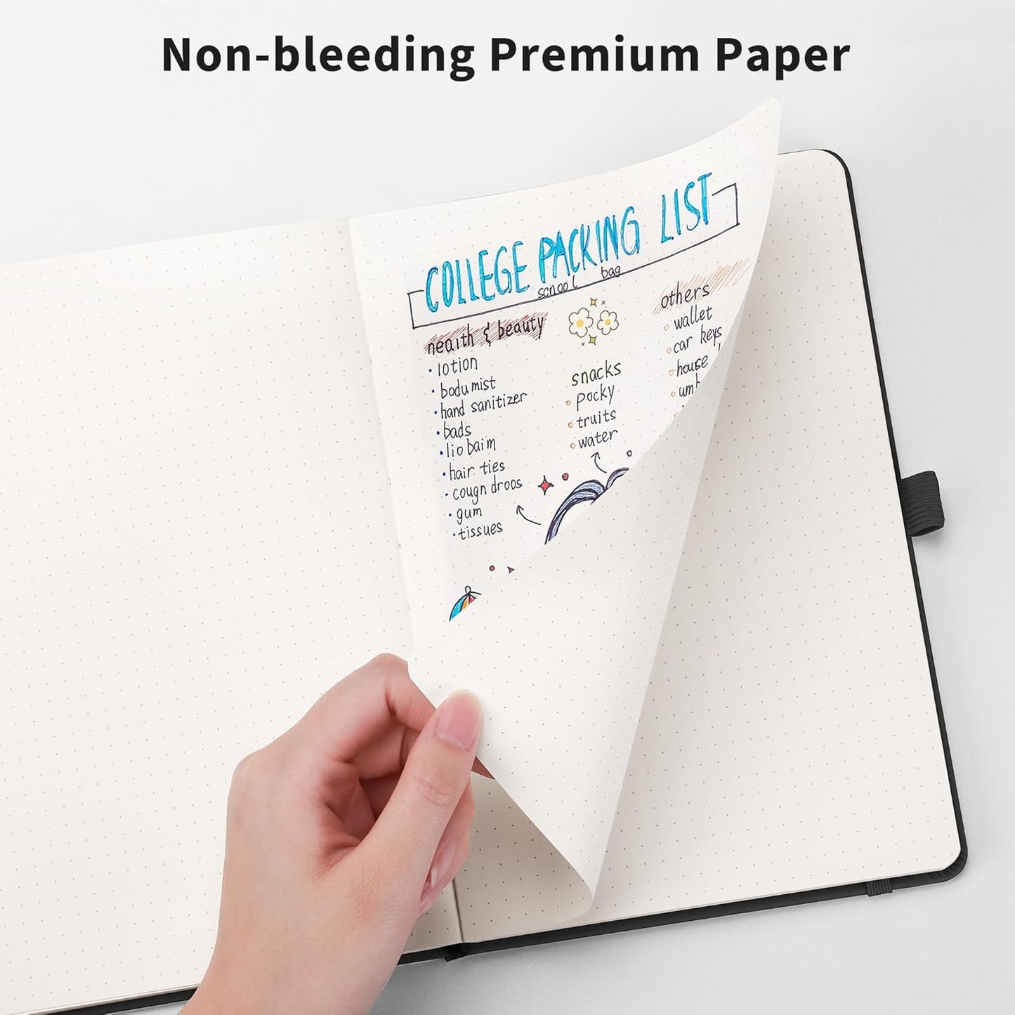 RETTACY Bullet Dotted Journal Notebook, 2-Pack, 160 Numbered Pages per Pack, A5 Medium Size (5.7'' x 8.3''), 120 GSM Thick Paper, Leather Hardcover, for Bullet Journaling (Black & Pink)