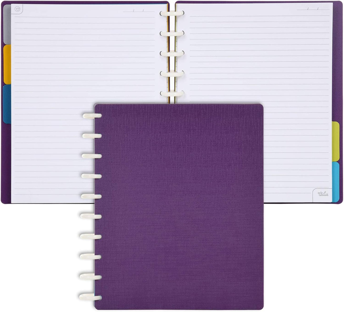 Talia Discbound Notebooks, Planner, Customizable, (Strong Purple, Midsize (7.5in x 9.75in))