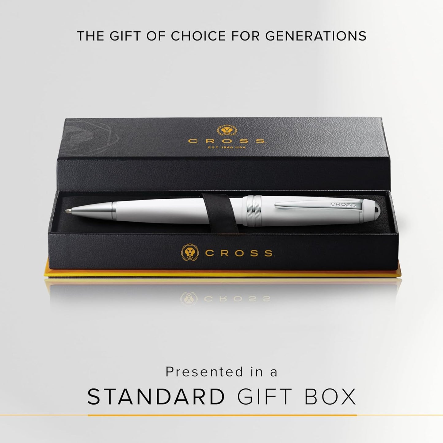 Cross Bailey Light Refillable Ballpoint Pen Presented in a Everyday Gift Box - Medium Point, Black Ink, Polished White