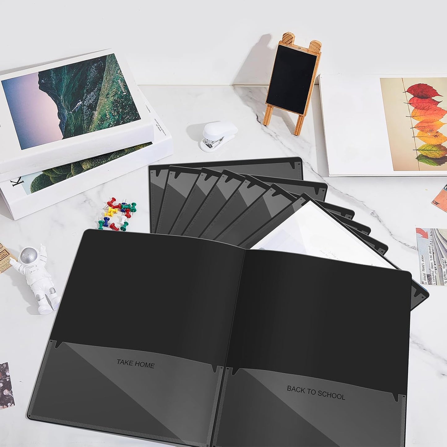 Henoyso 72 Pcs Plastic Take Home Folders with 2 Pockets Parent Teacher Classroom Communication Homework Folder for Students Parent Teacher Connect (Black)