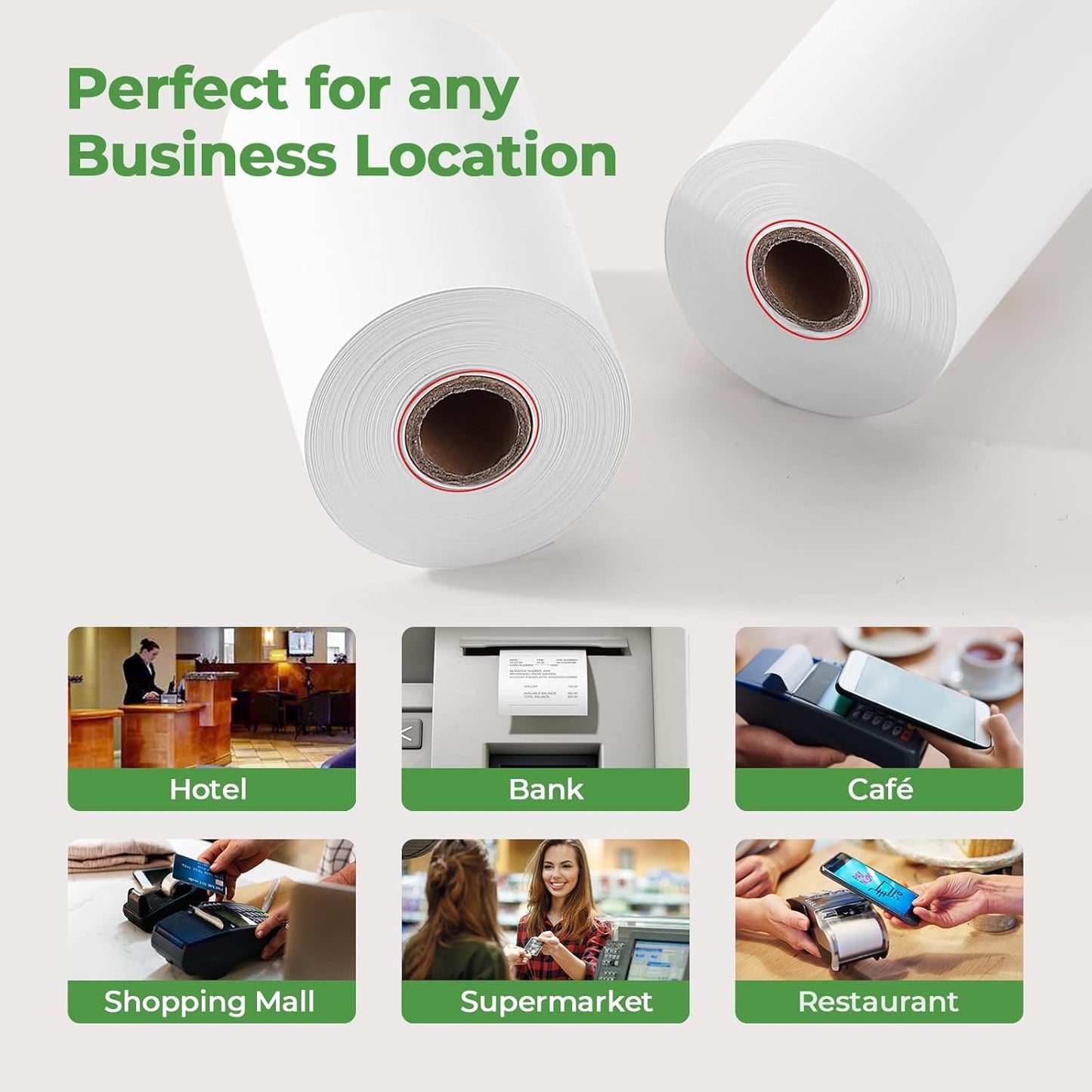 Munbyn 2.25 x 50ft Thermal Receipt Rolls (10), BPA-Free, Fits 58mm POS & Square Terminals