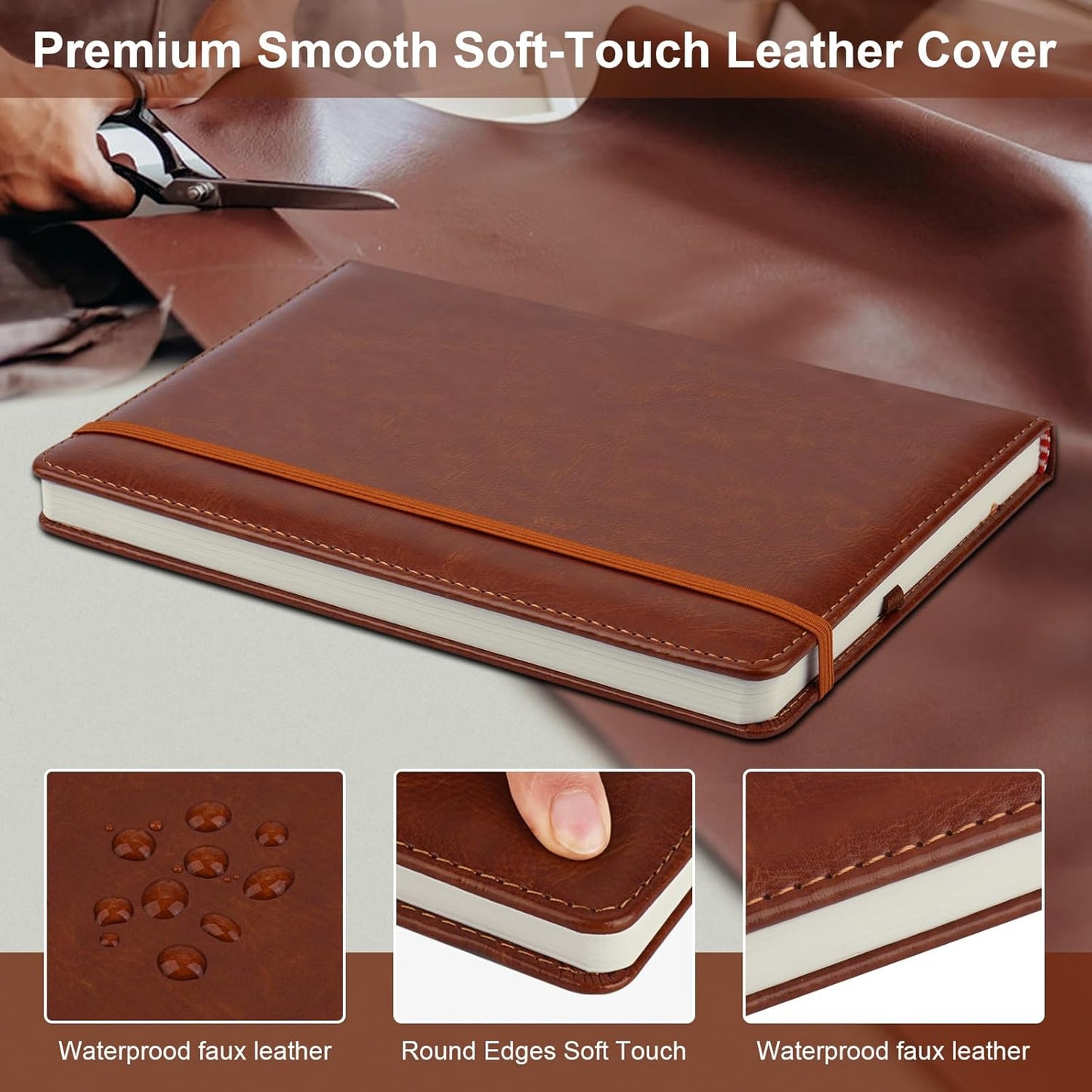 ZCZN 6 Pack Lined Journal Notebooks, 192 Pages A5 Hardcover Leather Journals for Work,Writing,School & Travel, College Ruled Journaling Notebooks for Notes Taking,Diary Journal(Black+Brown+Grey)*2